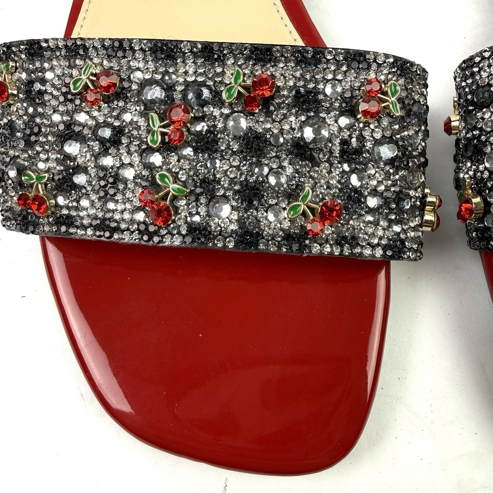 Betsey Johnson Sunny Shoes 8.5 Rhinestone Crystal Glass Cherry Heels Brand New - Picture 6 of 12